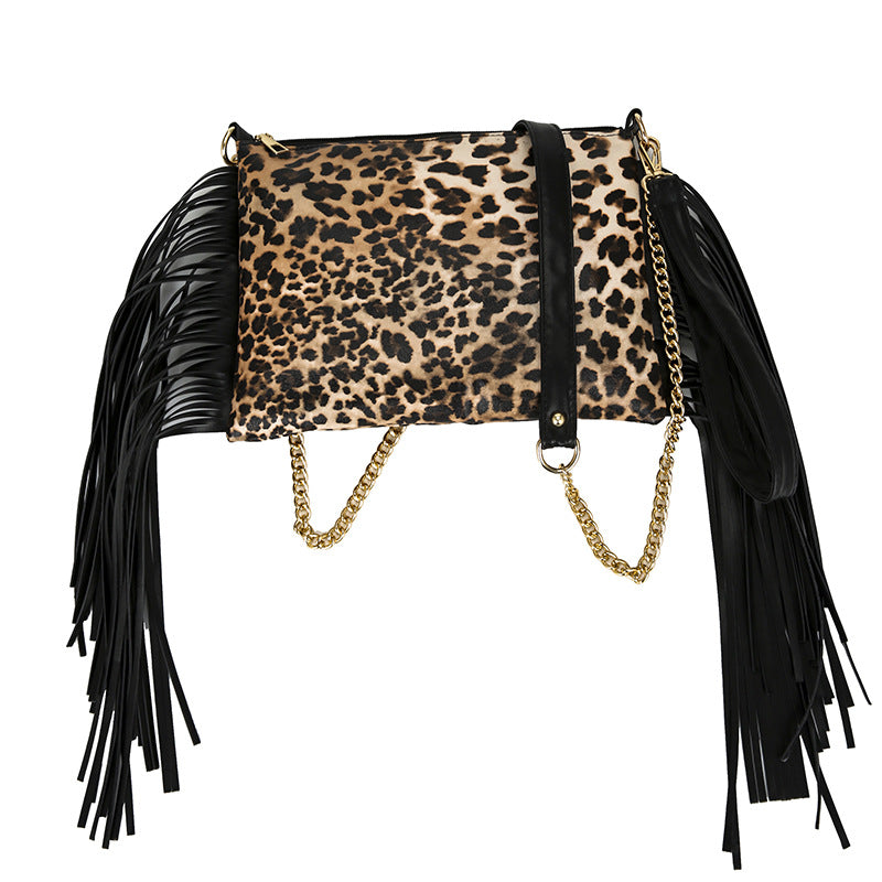 Wholesale Western Style Tassel Small Square Bag Printed Crossbody Chain Bag